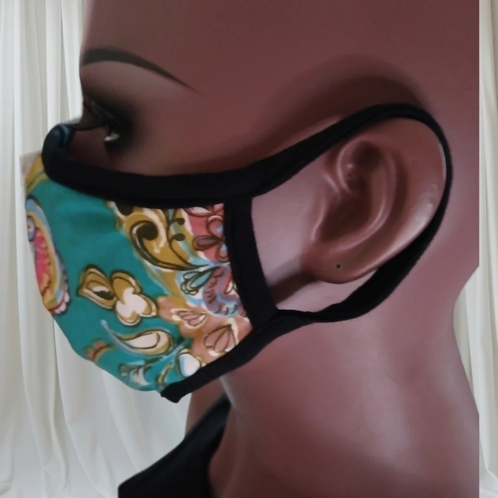 Green Patchwork Prairie Cottagecore Face Mask